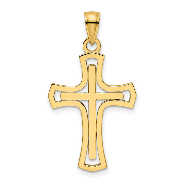 14K Polished Cross Pendant-K9822