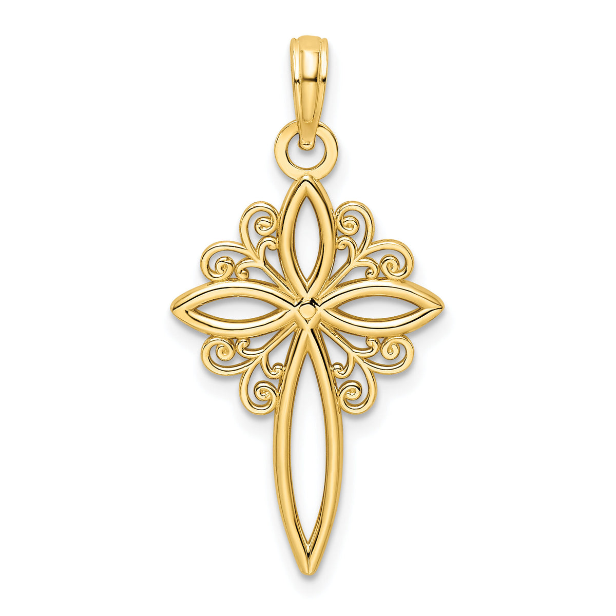 14K Polished Cross Pendant-K9827