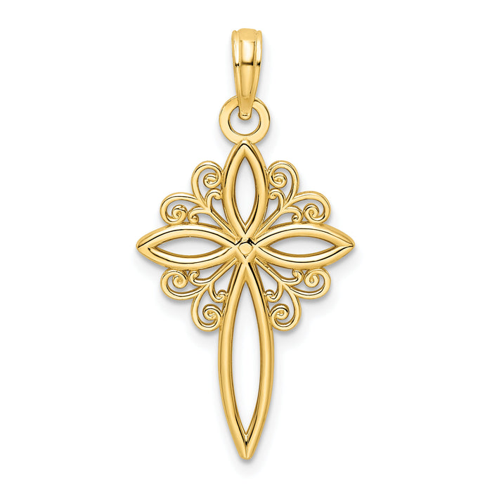 14K Polished Cross Pendant-K9827