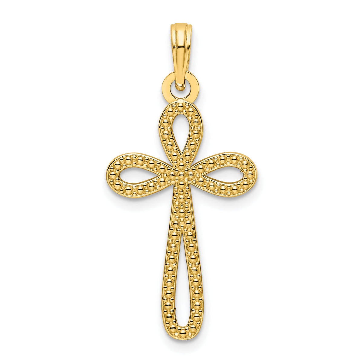 14K Beaded Cross Pendant-K9832