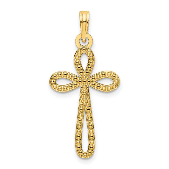 14K Beaded Cross Pendant-K9832