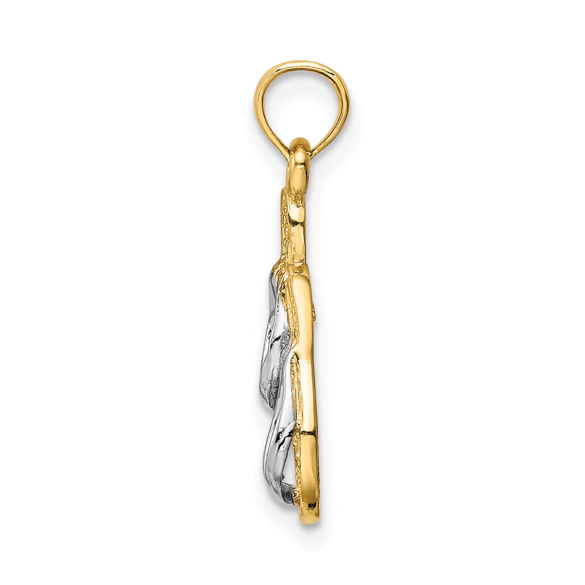 14k  3D w/Rhodium Solid Polished Sandals Pendant-K985