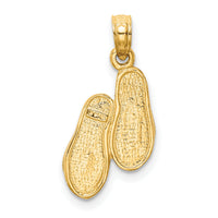 14k  3D w/Rhodium Solid Polished Sandals Pendant-K985