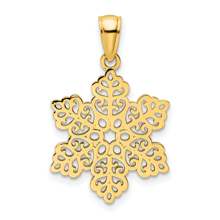 14K Polished Snowflake Pendant-K9866