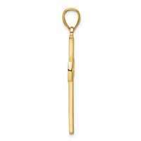 14K Polished Beaded Cross Pendant-K9867
