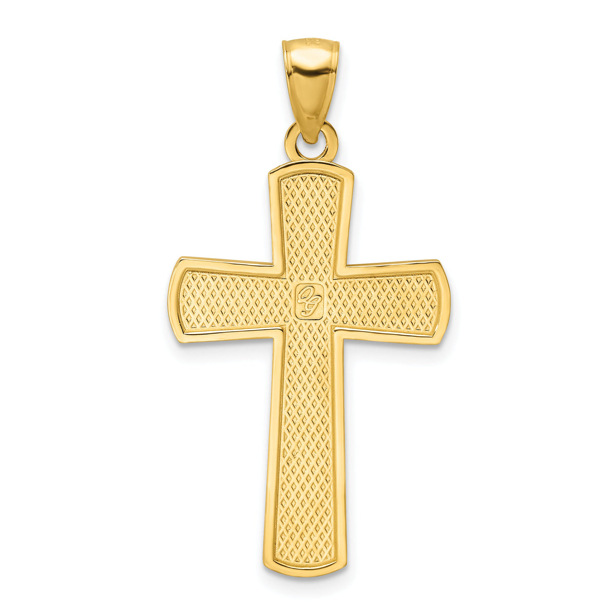 14K Polished Beaded Cross Pendant-K9867