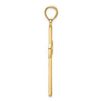 14K Polished Beaded Cross Pendant-K9872