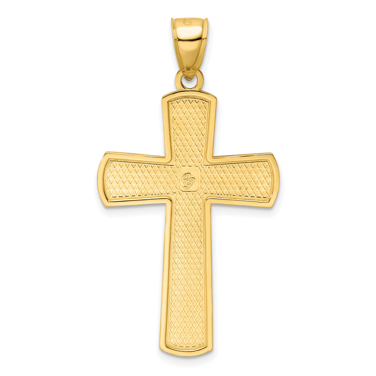 14K Polished Beaded Cross Pendant-K9872