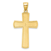 14K Polished Beaded Cross Pendant-K9872