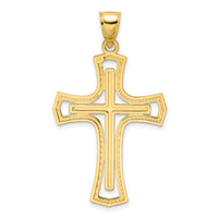 14k Polished Cross Pendant-K9874
