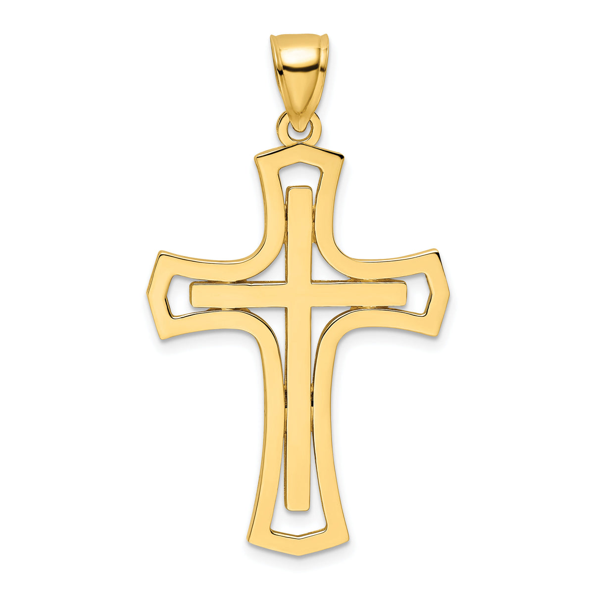 14k Polished Cross Pendant-K9874