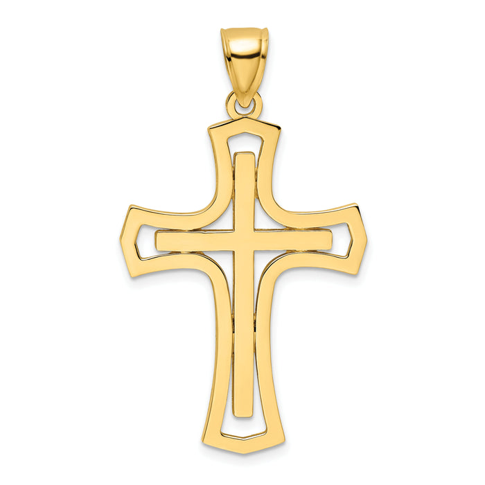 14k Polished Cross Pendant-K9874
