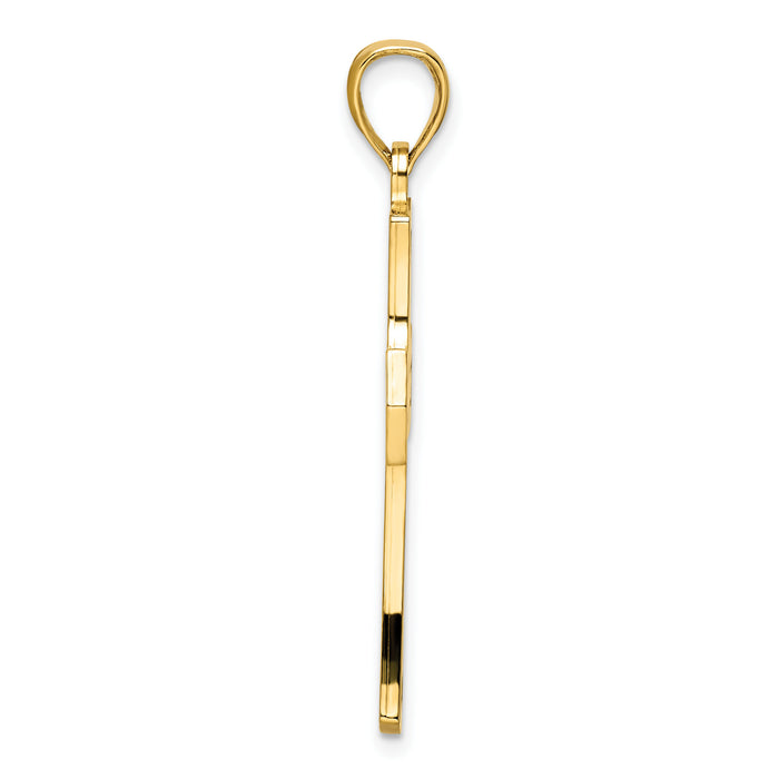14K Polished Double Cross Pendant-K9875