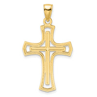 14K Polished Double Cross Pendant-K9875