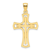 14K Polished Double Cross Pendant-K9875