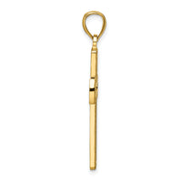 14K Polished Beaded Cross Pendant-K9876