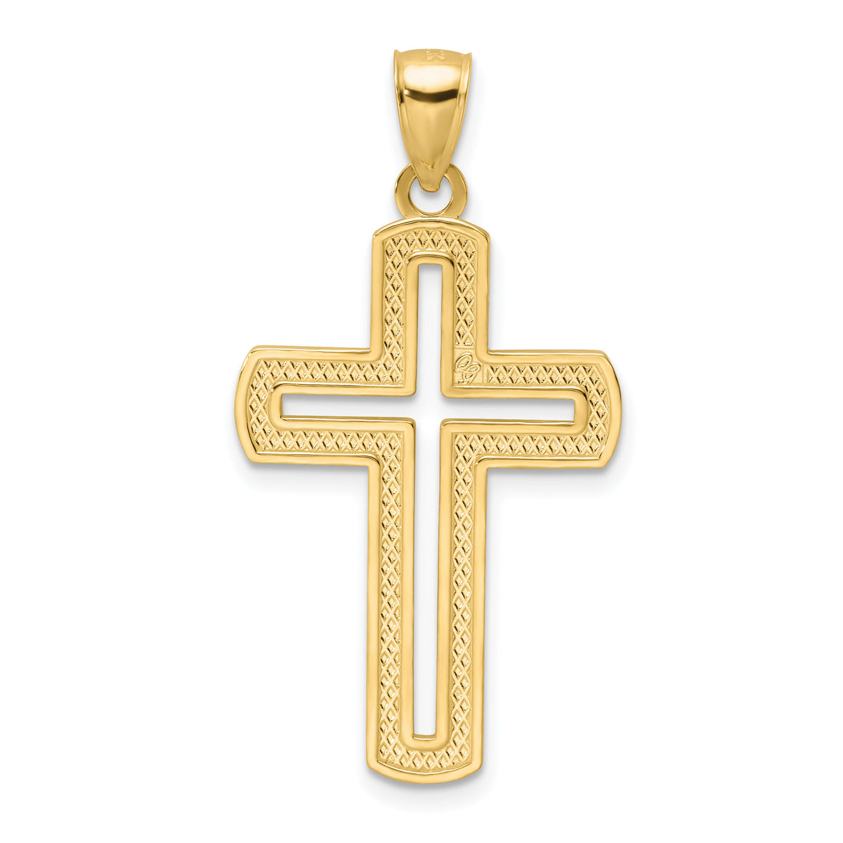 14K Polished Beaded Cross Pendant-K9876