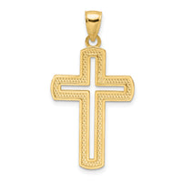 14K Polished Beaded Cross Pendant-K9876