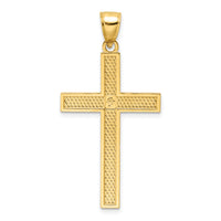 14K Polished Beaded Cross Pendant-K9877