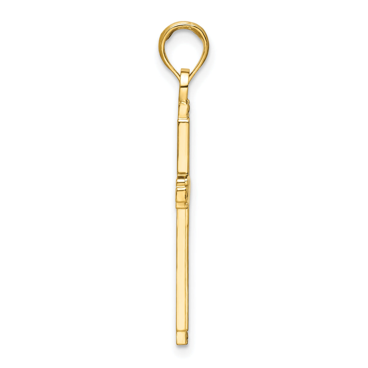 14K Polished Beaded Cross Pendant-K9878