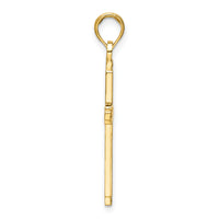 14K Polished Beaded Cross Pendant-K9878