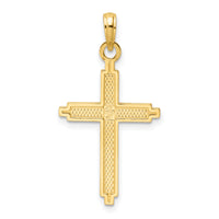 14K Polished Beaded Cross Pendant-K9878