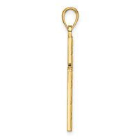 14K Polished Beaded Cross Pendant-K9883