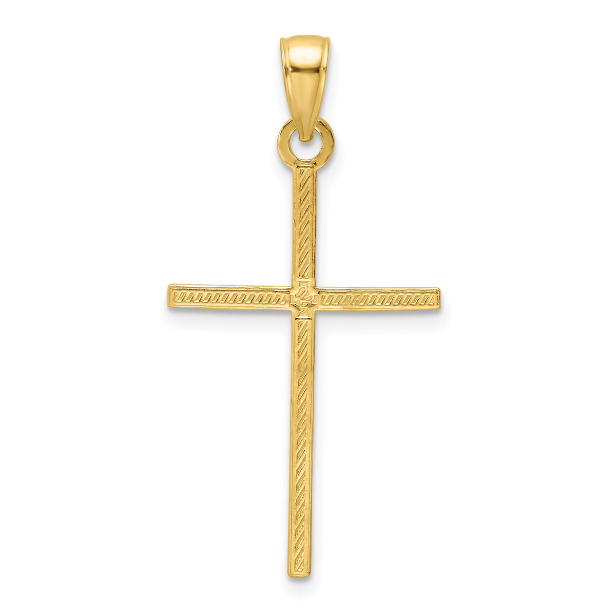 14K Polished Beaded Cross Pendant-K9883