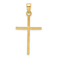 14K Polished Beaded Cross Pendant-K9883