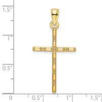 14K Polished Beaded Cross Pendant-K9883