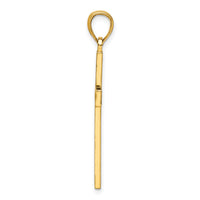 14K Polished Beaded Cross Pendant-K9884