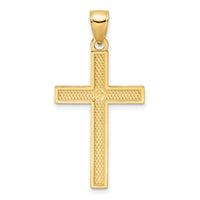 14K Polished Beaded Cross Pendant-K9884