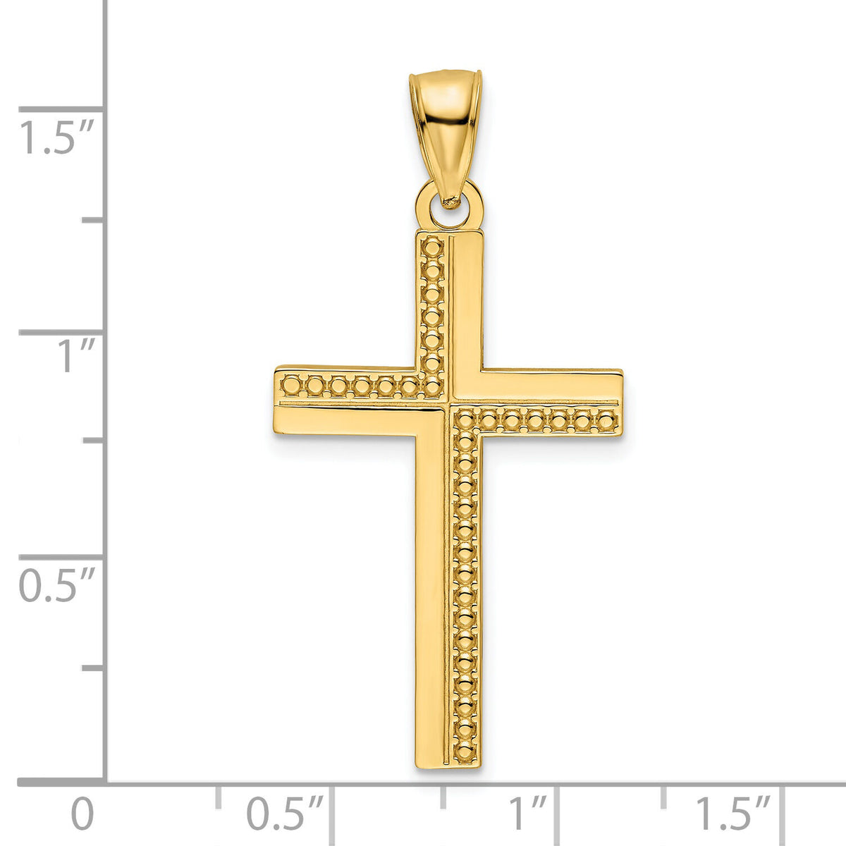 14K Polished Beaded Cross Pendant-K9884