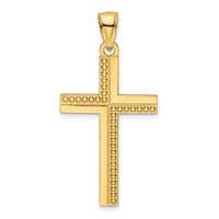 14K Polished Beaded Cross Pendant-K9884