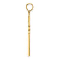 14K Polished Beaded Cross Pendant-K9885