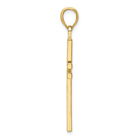 14K Polished Beaded Cross Pendant-K9887