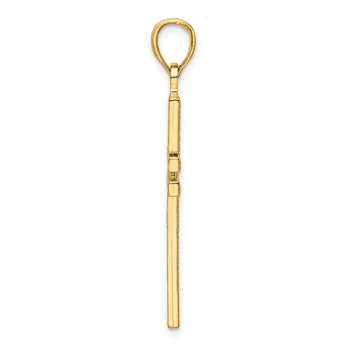 14K Polished Beaded Cross Pendant-K9887