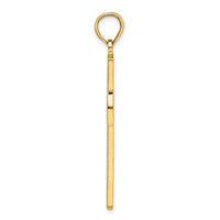 14k Beaded & Polished Cross Pendant-K9891
