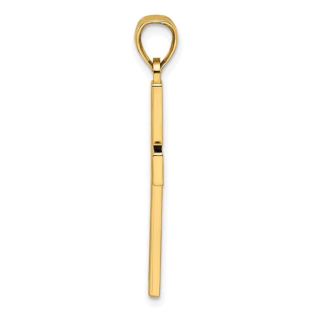 14k Beaded & Polished Double Cross Pendant-K9892
