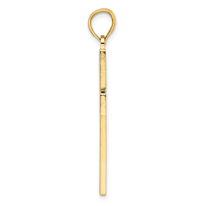 14k Beaded & Polished Double Cross Pendant-K9893