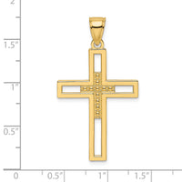 14k Beaded & Polished Double Cross Pendant-K9893