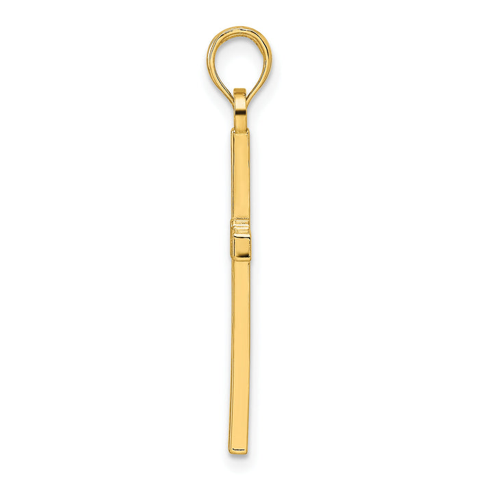 14k Beaded & Polished Fancy Cross Pendant-K9903
