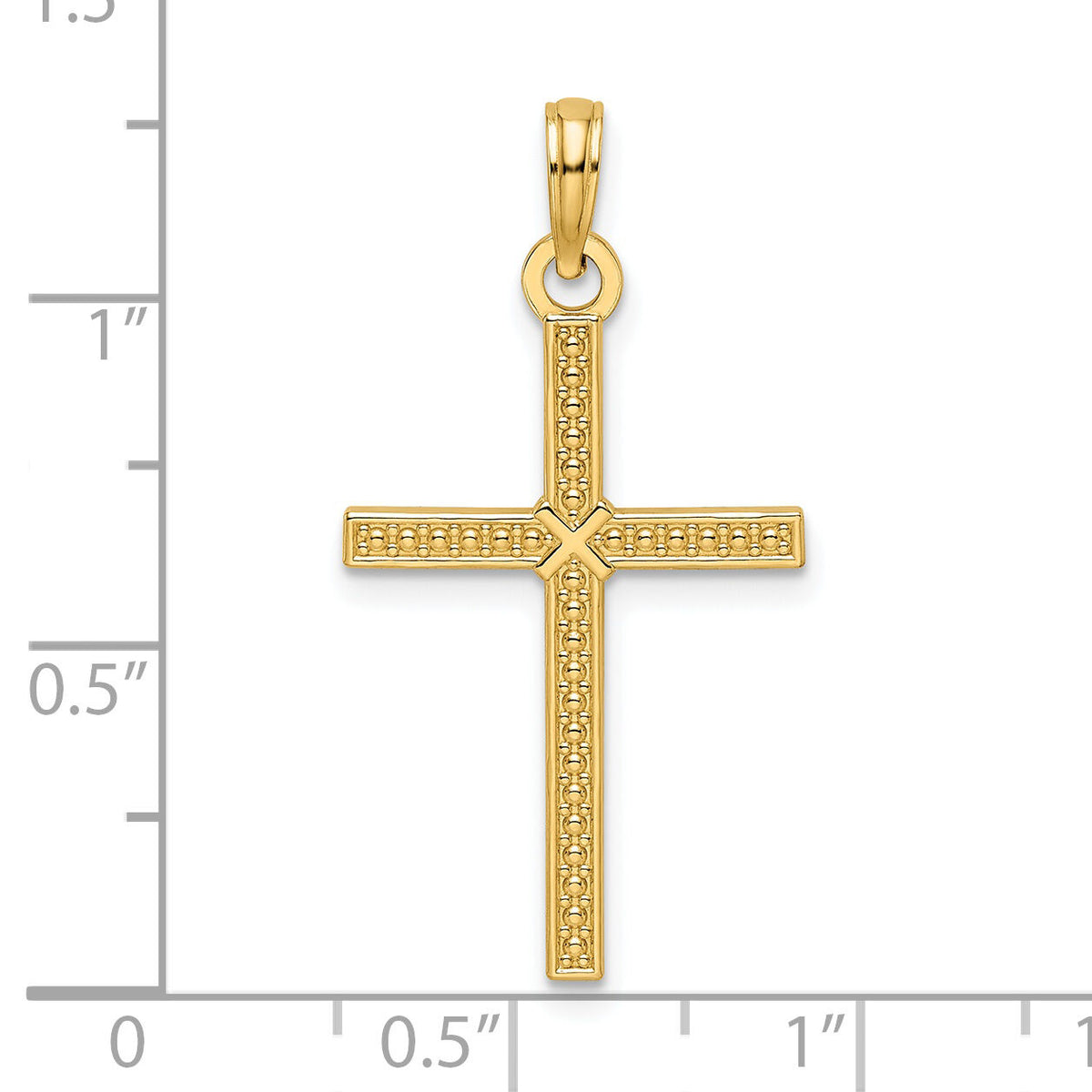 14k Beaded & Polished Fancy Cross Pendant-K9903