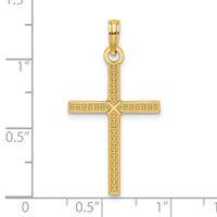 14k Beaded & Polished Fancy Cross Pendant-K9903