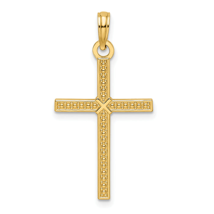 14k Beaded & Polished Fancy Cross Pendant-K9903