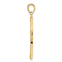 14k Beaded & Polished Cross Pendant-K9904