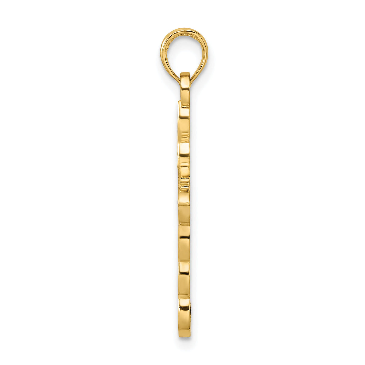 14K Polished & Beaded Design Cross Pendant-K9912