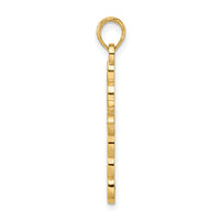 14K Polished & Beaded Design Cross Pendant-K9912