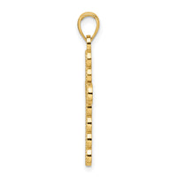 14K Polished & Beaded Circles Cross Pendant-K9914