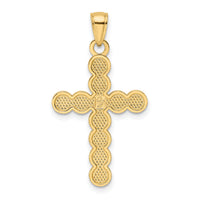 14K Polished & Beaded Circles Cross Pendant-K9914